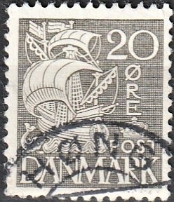 FRIMÆRKER DANMARK | 1933 - AFA 204 - Karavel 20 øre grå Type I - Lux Stemplet "HØNG"